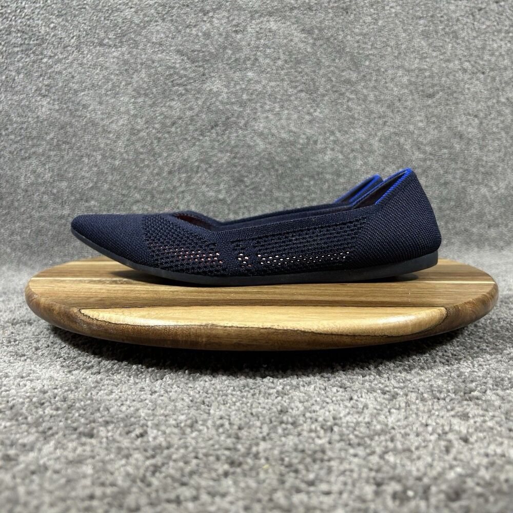 Rothy’s The Point Maritime Women’s 8 Navy Blue Lattice Stitch Pointed Toe Flats - Picture 4 of 12